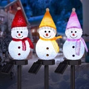lot 8960 image: 3-Pack Solar Snowman Christmas Pathway Lights, Snowman Lights with Stake Outdoor Waterproof, Outdoor Decorative Lights for Garden Yard Street Pathway Park Christmas Wedding