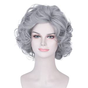 lot 8973 image: M MISS U HAIR Womens Short Curly Platinum Blonde Costume Wig Old Lady Wig Synthetic Everyday Party Wig 70s Look