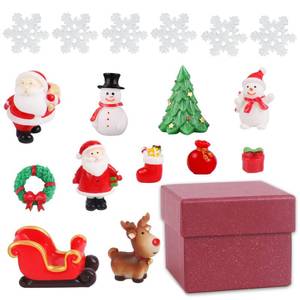 lot 8974 image: FEBSNOW Christmas Miniature Figurines 18 Pcs Fairy Garden Christmas Accessories, DIY Snow Globe Figurines, Miniature Christmas Decorations for Christmas Party Box