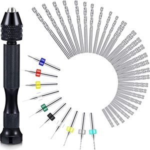 lot 8981 image: Hand Drill Bits Set, Pin Vise Hand Drill, Micro Twist Drill Bits and PCB Mini Drill Bits for Resin Polymer Clay Craft DIY Jewelry (0.1-1mm, Random Color PCB Drill)