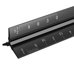 lot 8989 image: Architectural Scale Ruler, 12 Inch Aluminium Architect Scale Ruler, Imperial Metal Engineers Triangular Ruler for Architects, Students and Draftsmen, Laser Etched Markings