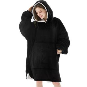 lot 8995 image: LAGRATY Wearable Blanket Hoodie Oversized Giant Hooded Blanket Sweatshirt with Pocket Sleeves for Women Men Flannel Sherpa Soft Warm Cozy Blanket Jacket Sweater Gift for Adult Teens One Size Fits All