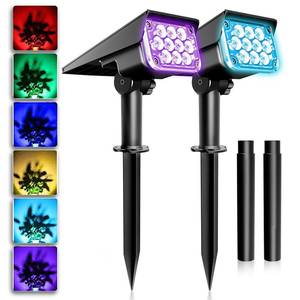 lot 8996 image: T-SUNUS Solar Color Landscape Spotlights, IP65 Waterproof Solar Powered Spot Light Wall Lights, 2-in-1 Outdoor Solar Landscaping Light for Yard Garden Driveway Porch Walkway Pool Patio