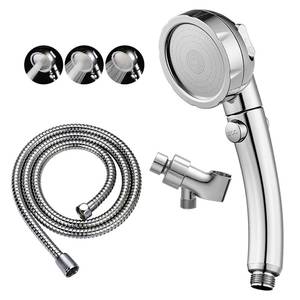 lot 8998 image: KAIYING Chrome High Pressure Handheld Shower Head with ONOFF Pause Switch, 3 Spray Modes Shower Wand with Shut Off Button, Removable Camper Shower Head with Hose and Adjustable Angle Bracket