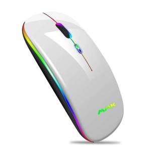 lot 19205 image: Wireless Bluetooth Mouse, Rechargeable USB Optical Mouse, LED Slim Dual Mode(Bluetooth 5.0 and 2.4G) Wireless Mouse for Laptop, PC, Mac OS, Android, Windows(Silver)