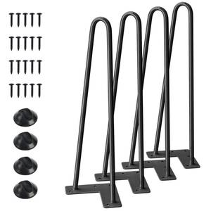 lot 19564 image: SMARTSTANDARD 16 Hairpin Furniture Legs, Metal Home DIY Projects for Nightstand, Coffee Table, Desk, etc with Rubber Floor Protectors Black 4PCS
