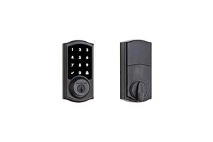 lot 19567 image: Kwikset 916 Traditional Touchscreen SmartCode Electronic Deadbolt Smart Lock featuring SmartKey Security and ZigBee 3.0 Technology in Venetian Bronze, 1.19 x 2.81 x 5.06 inches, Metal - Retail $234.7