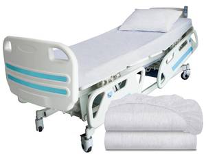 lot 20304 image: White Classic Fitted Hospital Bed Sheets Set, Soft Jersey Knitted T-Shirt Quality 2 Pack