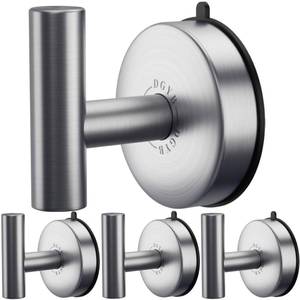 lot 20306 image: DGYB Large Suction Cup Hooks for Shower Set of 4 Brushed Nickel Towel Hooks for Bathrooms Stainless Steel Suction Shower Hooks for Inside Shower 15 Lb Removable Wall Hooks for Hanging Heavy Duty