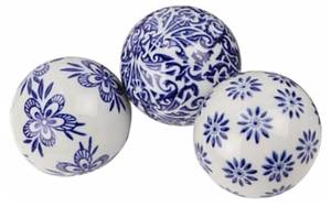 lot 20325 image: 3 Pieces Porcelain Ball Ceramic Spheres Vintage Patterns Decorative Orbs Floating Ball for Desktop Decorating Home Vase Garden Decoration