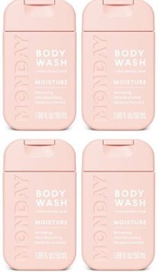 lot 20330 image: MONDAY Body Wash Moisture Travel Pack -50ML (4 Pack) - Nourishing Ingredients, Shea Butter, Coconut Oil and Grapefruit Extract, Hyrdrate and Replenish Skin