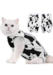 lot 20331 image: Avont Cat Recovery Suit - Kitten Onesie for Cats After Surgery, Cone of Shame Alternative Surgical Spay Suit for Female Cat, Post-Surgery or Skin Diseases Protection -Cow(M)