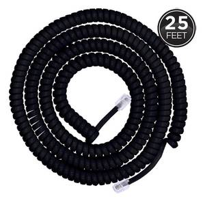 lot 20340 image: Power Gear 25ft. Coiled Telephone Cord Black for Home or Office 76139