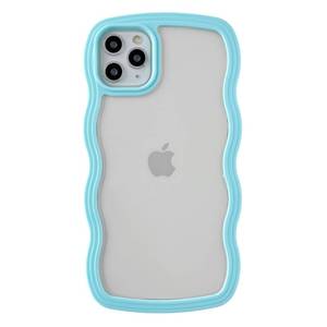 lot 29998 image: Caseative for iPhone 11 Pro Max Case, Cute Curly Wave Frame Shape Shockproof Soft Compatible with iPhone Case (Blue,iPhone 11 Pro Max)