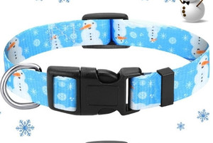 lot 31522 image: Silkfly Winter Dog Collar for Dogs Snowflake Dog Collar Adjustable Cute Clip Collar Removable Blue White Winter Dog Collar with Buckle for Winter Dog Pets (12-17.7 in)