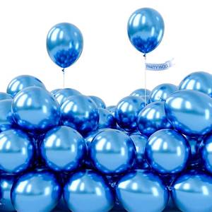 lot 31524 image: PartyWoo Metallic Blue Balloons, 5 Inch Blue Metallic Balloons, Metallic Balloons for Balloon Garland or Balloon Arch as Party Decorations, Birthday Decorations, Wedding Decorations, Blue-G106