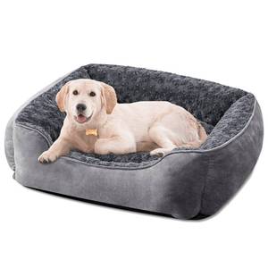 lot 10077 image: JOEJOY Rectangle Dog Bed for Large Medium Small Dogs Machine Washable Sleeping Dog Sofa Bed Non-Slip Bottom Breathable Soft Puppy Bed Durable Orthopedic Calming Pet Cuddler, Multiple Size, Grey