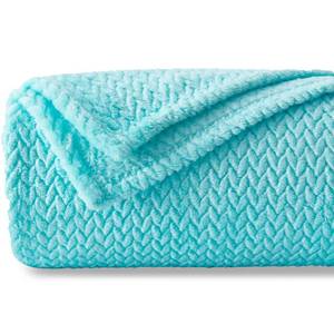 lot 10082 image: NEWCOSPLAY Super Soft Throw Blanket Turquoise Premium Silky Flannel Fleece Leaves Pattern Lightweight Bed Blanket All Season Use (Turquoise, Throw(40x50))