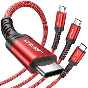 lot 10086 image: JSAUX 100W USB C to USB C Cable (2-Pack 6.6FT6.6FT), USBC Type-C Carplay Cable 5A Fast Charging Cord Compatible with iPhone 16 15 Pro Max Samsung S24 S23 S22 Z-flip 6 MacBook Air iPad Pro Steam Red