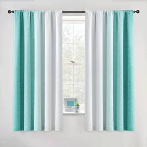 lot 10087 image: Geomoroccan Ombre 100% Blackout Curtains 63 Inch Length 2 Panels for Boys Room Teal White Gradient Patterned Room Darkening Noise Reducing Thermal Insulated Rod Pocket Window Treatment Drapes