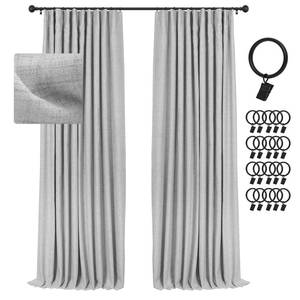lot 9639 image: INOVADAY Blackout Curtains 84 Inch Long 2 Panels Burg Linen Textured Thermal Insulated Window Treatment Panels Drapes for Bedroom Living Room - Grey, W50 x L84