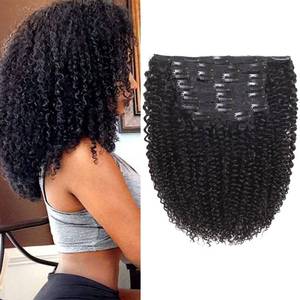 lot 9642 image: Rolisy Kinky Curly Clip In Hair Extensions Human Hair 12 Inch Curly Hair Extensions Clip In Human Hair for Black Women 3C 4A 4B Afro Kinky Curly Hair Clip Ins Soft Brazilian Remy Hair Thick Ends
