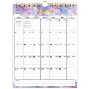 lot 9643 image: 2025 Wall Calendar - Monthly Wall Calendar 2025, 8.5 x 11, Jan. 2025 - Dec. 2025, 2025 Calendar with Hanging Hook, Holidays and Julian Dates - Colorful Waterink