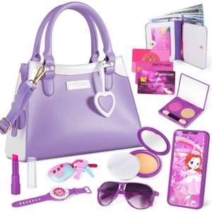 lot 9685 image: Shemira Play Purse for Little Girls, Princess Pretend Play Girl Toys for 3 4 5 6 7 8 Years Old, Birthday Gift for Girls Age 3-5 4-6 6-8, Toddler Purse with Accessories, Kids Toy Purse,Purple