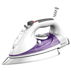 lot 9690 image: BLACKDECKER IR1350S Professional Steam Iron with Stainless Steel Soleplate and Extra-Long Cord, Purple