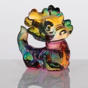 lot 9696 image: Qianwei Crystal Dragon Figurines - Blown Glass Dragon Decor Statue Office Table Desk Decorations Christmas Collectible Figurines MiNi Crystal Gifts Glass Animals