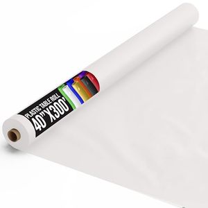 lot 9946 image: Exquisite White Plastic Table Cover Roll 40 X 300 Table Cloth Plastic Cover Roll - Premium Quality Banquet Rolls - Disposable Tablecloth Rolls - Table Cloth Rectangle Table Rolls