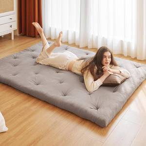 lot 9952 image: ZonLi Japanese Futon Floor Mattress Queen Size 60x 80,100% Cotton 2.5 Thicken Tatami Mattress,Foldable Sleeping Pad,Portable Dormitory Tatami Mat,Roll Up Floor Lounger Bed for Adult Child(Grey) - Retail $129.87