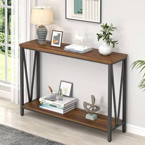 lot 9431 image: FOLUBAN Entryway Table, Narrow Console Table, Modern Sofa Table for Living Room, Hallway, Behind Couch (Rustic Walnut)&nbsp