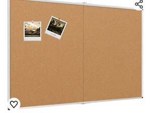 lot 9433 image: VIZ-PRO Cork Bulletin BoardFoldable Noticeboard, Silver Aluminium Frame
