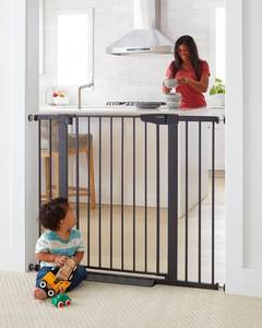 lot 9438 image: Cumbor 36 Extra Tall Baby Gate for Dogs and Kids with Wide 2-Way Door, 29.7- 46 Width, and Auto Close Personal Safety for Babies and Pets, Fits Doorways, Stairs, and Entryways, Black&nbsp