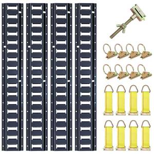 lot 9440 image: Trekassy E Track Tie-Down Rail Kit - 21 Pieces 4 Pack 5ft Etrack Rails &amp 17 E-Track Accessories for Garages, Vans, Trailers Tie Downs, UTV Mountings&nbsp