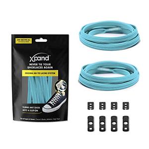 lot 9655 image: Xpand No Tie Shoelaces System with Elastic Laces - One Size Fits All Adult and Kids Shoes,Baby Blue
