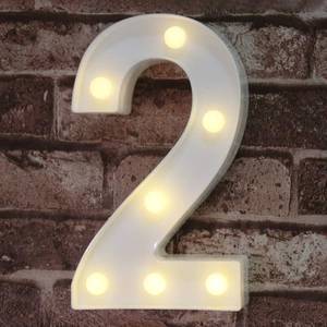 lot 10005 image: Pooqla Decorative Led Light Up Number Letters, White Plastic Marquee Number Lights Sign Party Wedding Decor Battery Operated Number (2)