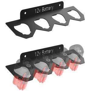 lot 10008 image: Metal Ryobi 18V Battery Holder,Durable Battery Wall Mount Rack for Ryobi 18V Battery,Ryobi Battery Storage with 3 Slots,Battery Mount Organizer for Ryobi 18V,Black,2 pcs