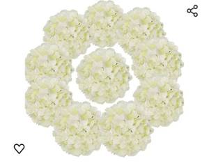 lot 10016 image: Flojery Silk Hydrangea Heads Artificial Flowers Heads with Stems for Home Wedding Decor,
