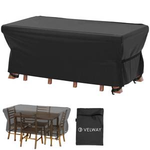 lot 10018 image: Velway Patio Furniture Cover Outdoor, Waterproof Rectangular Patio Table Chair Sofa Set Cover, 67��Lx37��Wx28��H, All Weather Oxford Tear-Resistant Material with Zipper Carrying Bag Windproof Buckles