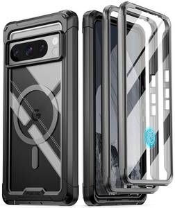lot 10019 image: Poetic Guardian MagPro Case for Google Pixel 8 Pro, Compatible with MagSafe 20FT Mil-Grade Drop Tested, Built-in Screen Protector Work with Fingerprint ID, Full Body Hybrid Rugged Case, PinkClear