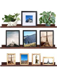 lot 9427 image: MBYD Floating Shelves 3 Same Dimensions, 48 Inch Deep Walnut Solid Wooden Shelves for Wall, Wall Mount Picture Ledge Wall Shelf for Home, Kitchen, Office, Living Room