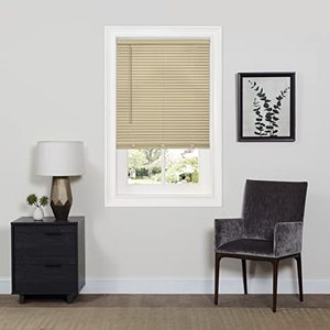 lot 9995 image: Cordless Room Darkening Mini Blind - 31 Inch Width, 64 Inch Length, 1 Slat Size - Latte - Cordless GII Deluxe Sundown Horizontal Windows Blinds for Interior by Achim Home Decor, White