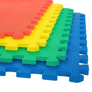 lot 9998 image: 4-Pack of Interlocking EVA Foam Floor Tiles with Border Pieces - Great for Use as a Play Mat or Home Exercise Flooring by Stalwart