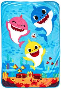 lot 10052 image: Baby Shark Musical Warm, Plush, Throw Blanket That Plays The Theme Song - Extra Cozy and Comfy for Your Toddler, Blue