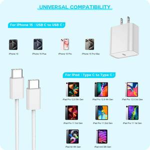 lot 10058 image: Fast Charger for iPhone 15, 2Pack USB C iPad Charger PD Fast Charger Block 6FT Long USB C to Type C iPhone 15 Charging Cable Cord for iPhone 1515 Pro15 Pro Max,iPad Pro 12.911inch, iPad Air 5th4th