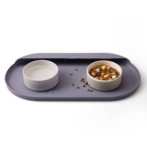 lot 10059 image: Medario Dog Cat Food Mat, Easy Clean Dishwasher Safe Silicone Pet Food Mat, Waterproof Dog Bowl Mat with High Lip, Durable Anti-Slip Dog Mat with Pocket for Collecting Food and Water(Dapple Gray)