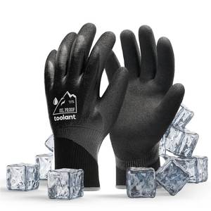 lot 10104 image: Waterproof Gloves for Men and Women, Freezer Gloves with Grip, Double Nitrile Dipped for Extreme Oil Repellent, for Construction, Mechanics, Mining, Plumbing, Black, Small