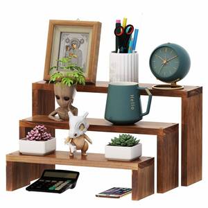 lot 10108 image: Tovacu Plant Stand Shelf for Desk Window Sill Countertop Succulent Stand Desktop Shelf 3 Tiers Small Wooden Tabletop Ladder Plant Shelves for Cupcake Stand Riser Spice Rack Holder
